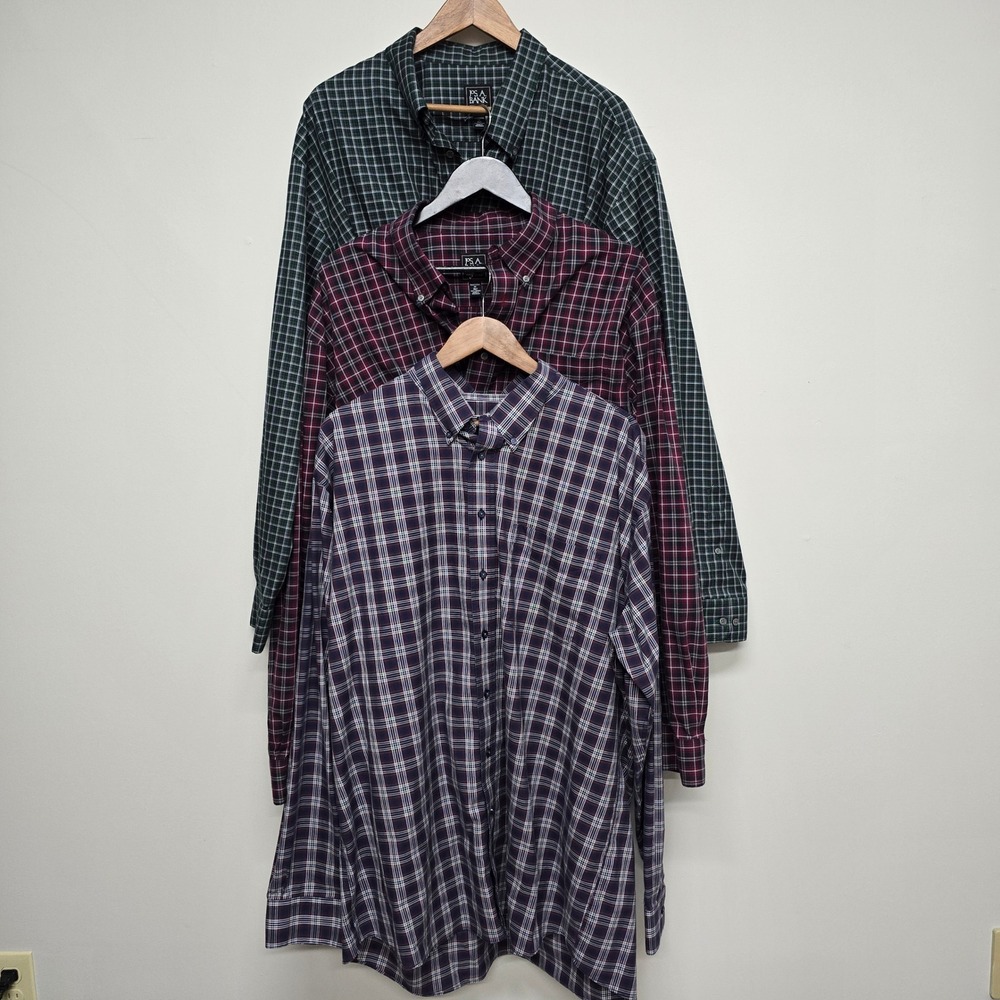 Jos A Bank Traveler Shirt Mens 2XLT Multicolor Plaid Button Down Lot 3 Preppy